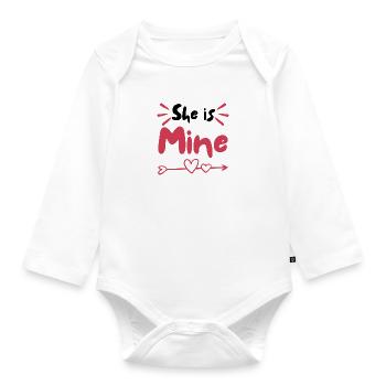 She Is Mine - Organic Longsleeve Baby Bodysuit - white - Front