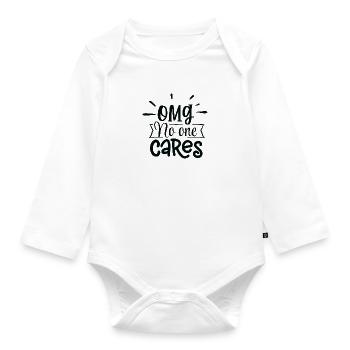 OMG No one Cares - Organic Longsleeve Baby Bodysuit - white - Front