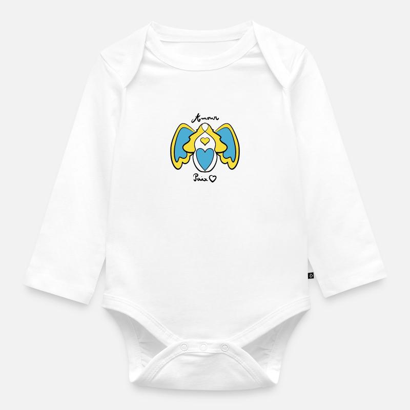 Ange paix - Body Bébé bio manches longues - blanc