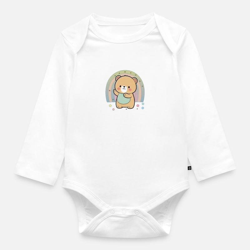 Mignon petit ourson - Body Bébé bio manches longues - blanc