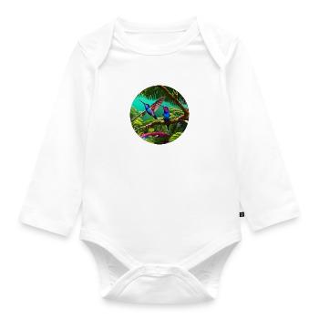 Hummingbirds in the rainforest in digital art - Organic Longsleeve Baby Bodysuit - white - Front
