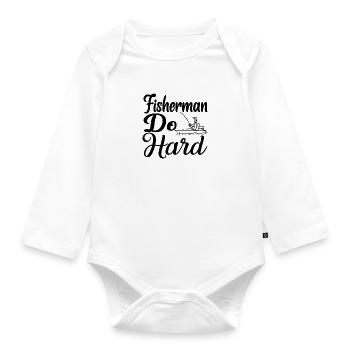 Fisherman do Hard - Baby Bio-Langarm-Body - Weiß - Vorne