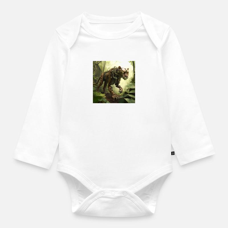Panthère - Body Bébé bio manches longues - blanc