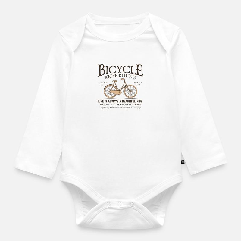 Vélo rétro - Body Bébé bio manches longues - blanc