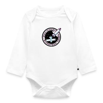 Space Academy International Vintage schwarz - Baby Bio-Langarm-Body - Weiß - Vorne