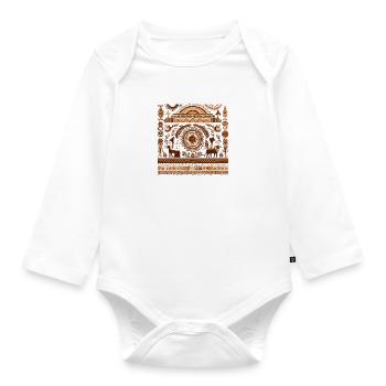 Folklore africain - Body Bébé bio manches longues - blanc - Devant
