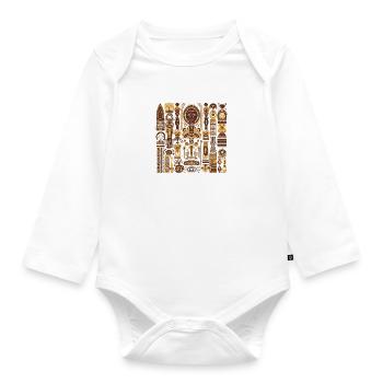 Afrikanische Folklore - Baby Bio-Langarm-Body - Weiß - Vorne
