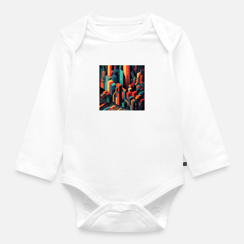 Périphérie abstraite - Body Bébé bio manches longues - blanc