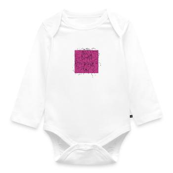 Face line pink - Organic Longsleeve Baby Bodysuit - white - Front
