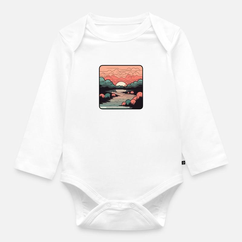 Coucher de soleil - Body Bébé bio manches longues - blanc