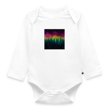 Aurora Symphony: Northern Lights Collection - Organic Longsleeve Baby Bodysuit - white - Front