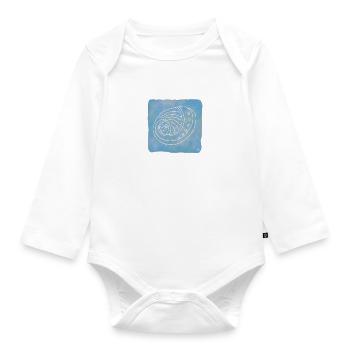 Abalone, Boho Line Art Design, Series Shells - Organic Longsleeve Baby Bodysuit - white - Front