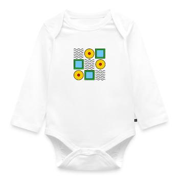 pattern moda 010623 3 - Organic Longsleeve Baby Bodysuit - white - Front