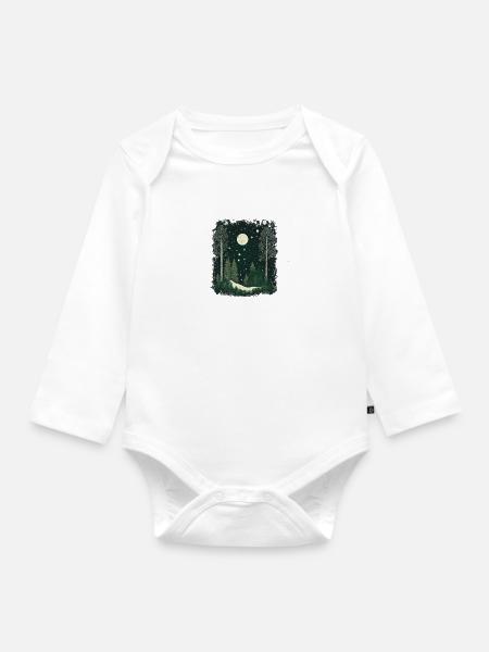 Wald bei Vollmond - Baby Bio-Langarm-Body - Weiß