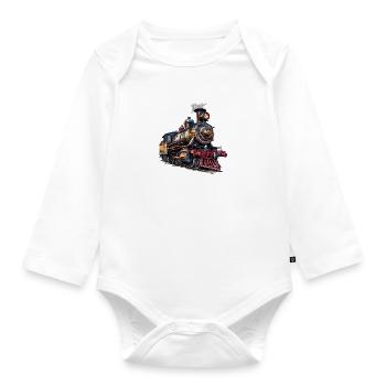 Smoking chimney of a steam locomotive - Organic Longsleeve Baby Bodysuit - white - Front