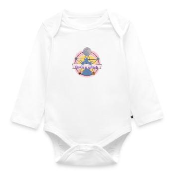 Born a witch - Organic Longsleeve Baby Bodysuit - white - Front