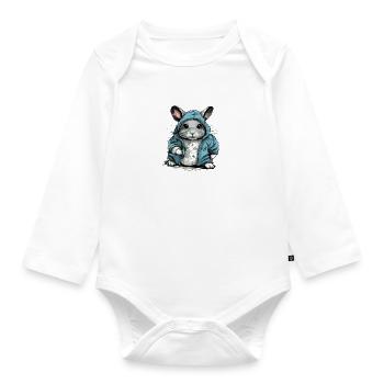 Bibi the chinchilla - Organic Longsleeve Baby Bodysuit - white - Front