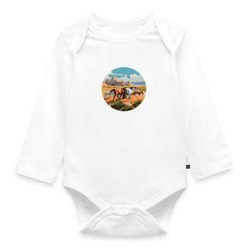 Herd of Horses - Organic Longsleeve Baby Bodysuit - white - Front