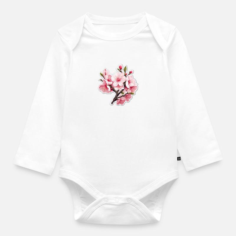 Fleur de cerisier - Body Bébé bio manches longues - blanc