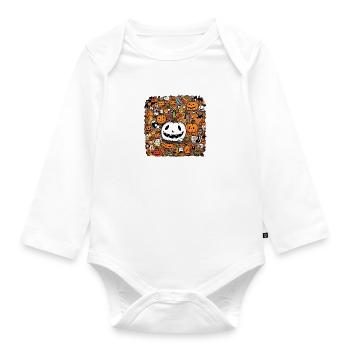 Citrouille halloween multi motif - Body Bébé bio manches longues - blanc - Devant