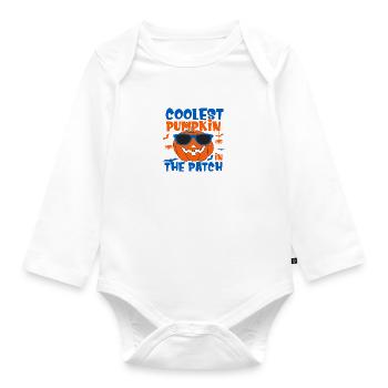 Coolest Pumpkin in the Patch - Organic Longsleeve Baby Bodysuit - white - Front