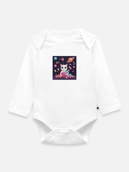 Katze Katze Katze - Baby Bio-Langarm-Body - Weiß