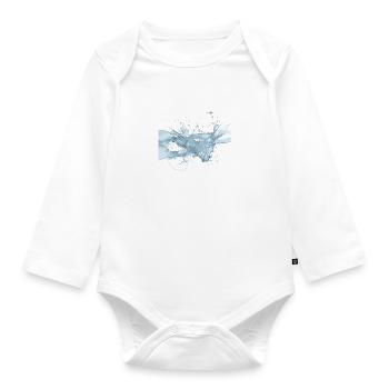 Water splashes! - Organic Longsleeve Baby Bodysuit - white - Front