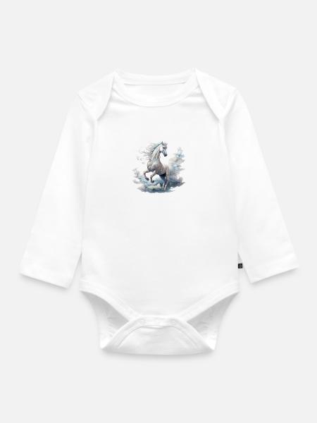 das weiße Pferd - Baby Bio-Langarm-Body - Weiß