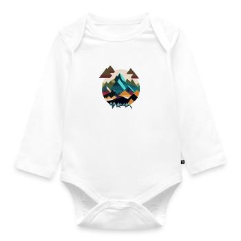 Colourful mountain worlds - Organic Longsleeve Baby Bodysuit - white - Front