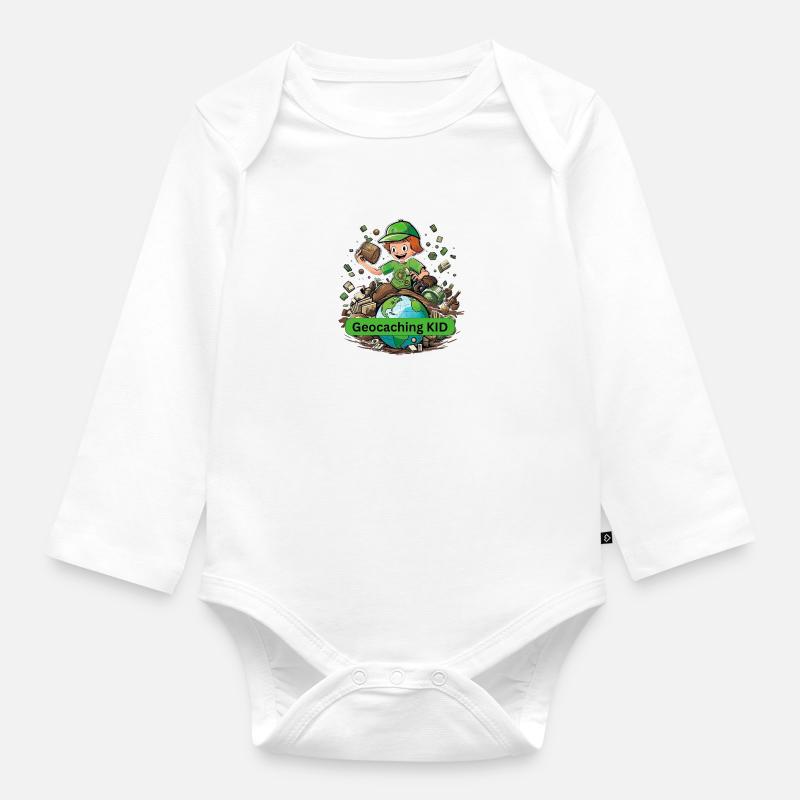 Geocaching KID - Baby Bio-Langarm-Body - Weiß