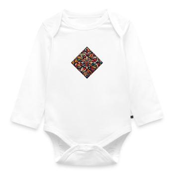 losange coloré inspiré d'art traditionnel russe - Body Bébé bio manches longues - blanc - Devant