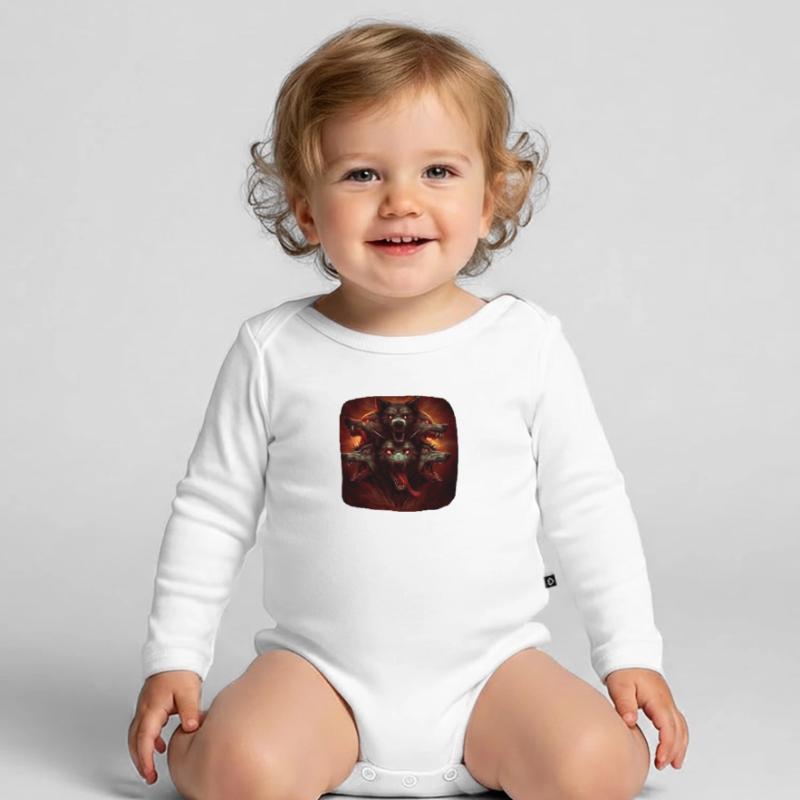 Devilish Beasts Ghostly Nightmare Black Magic Organic Longsleeve Baby Bodysuit