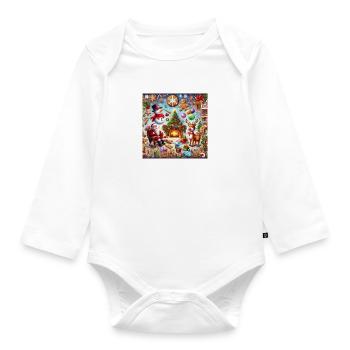 Weihnachtsmärchen-Collage - Baby Bio-Langarm-Body - Weiß - Vorne