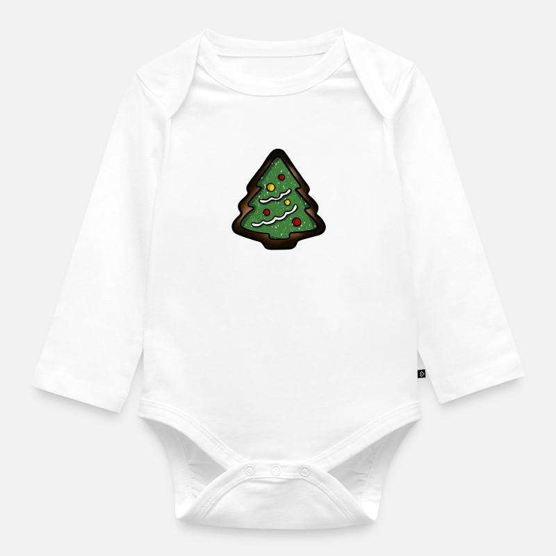Biscuits de sapin de Noël brûlés - Body Bébé bio manches longues - blanc