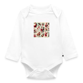 Weihnachtlicher Rahmen - Baby Bio-Langarm-Body - Weiß - Vorne
