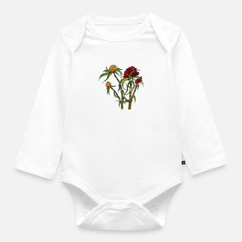Fleur - Body Bébé bio manches longues - blanc