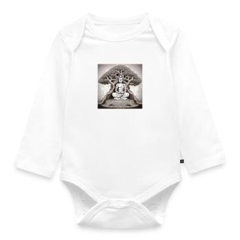 Buddha - Baby Bio-Langarm-Body - Weiß - Vorne