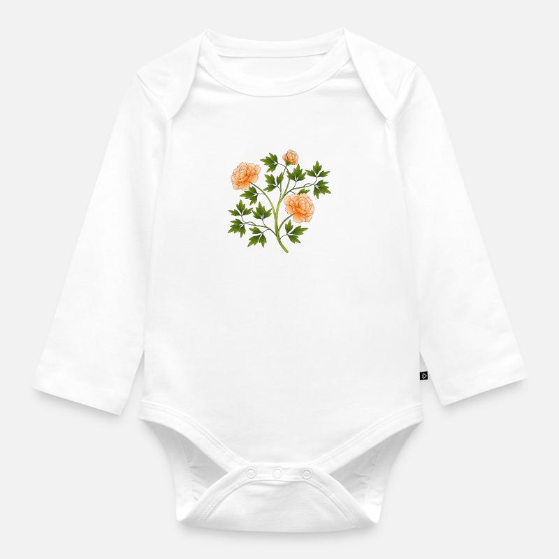 Blumen - Baby Bio-Langarm-Body - Weiß