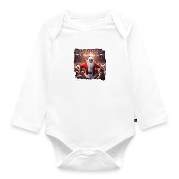 Party Santa - Weihnachtsmann auf der Tanzfläche - Baby Bio-Langarm-Body - Weiß - Vorne