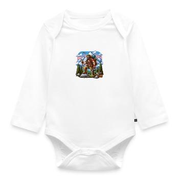 Hikers in nature, a thirst for adventure and freedom - Organic Longsleeve Baby Bodysuit - white - Front
