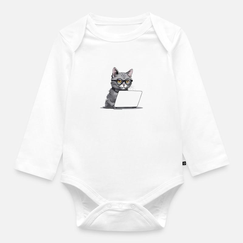Student Chat - Organic Longsleeve Baby Bodysuit - white
