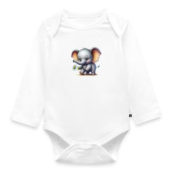 Süßes Elefantenbaby - Baby Bio-Langarm-Body - Weiß - Vorne