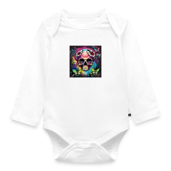 Skull - Organic Longsleeve Baby Bodysuit - white - Front