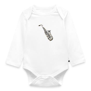 The saxophone is a woodwind instrument - Organic Longsleeve Baby Bodysuit - white - Front