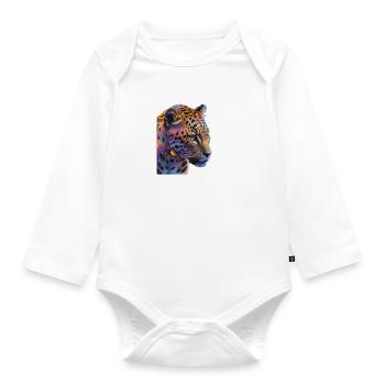 Leopard - Baby Bio-Langarm-Body - Weiß - Vorne