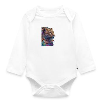 Leopard - Baby Bio-Langarm-Body - Weiß - Vorne