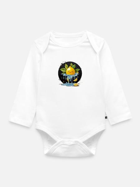 Zitrone - Baby Bio-Langarm-Body - Weiß