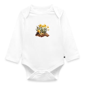 Daffodil Bloom - Organic Longsleeve Baby Bodysuit - white - Front
