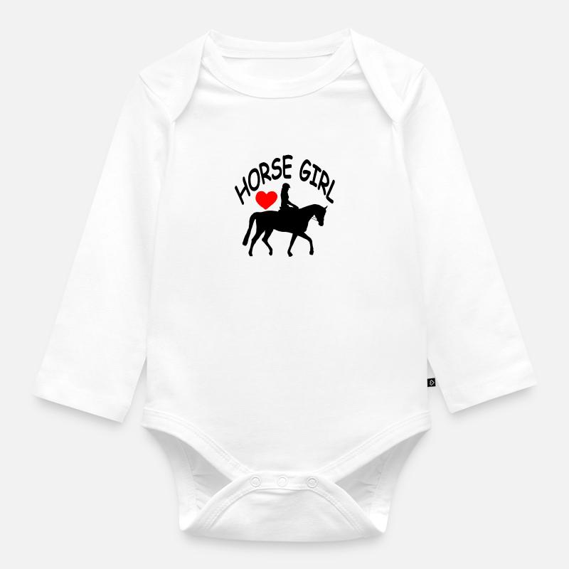 Pferd - Baby Bio-Langarm-Body - Weiß