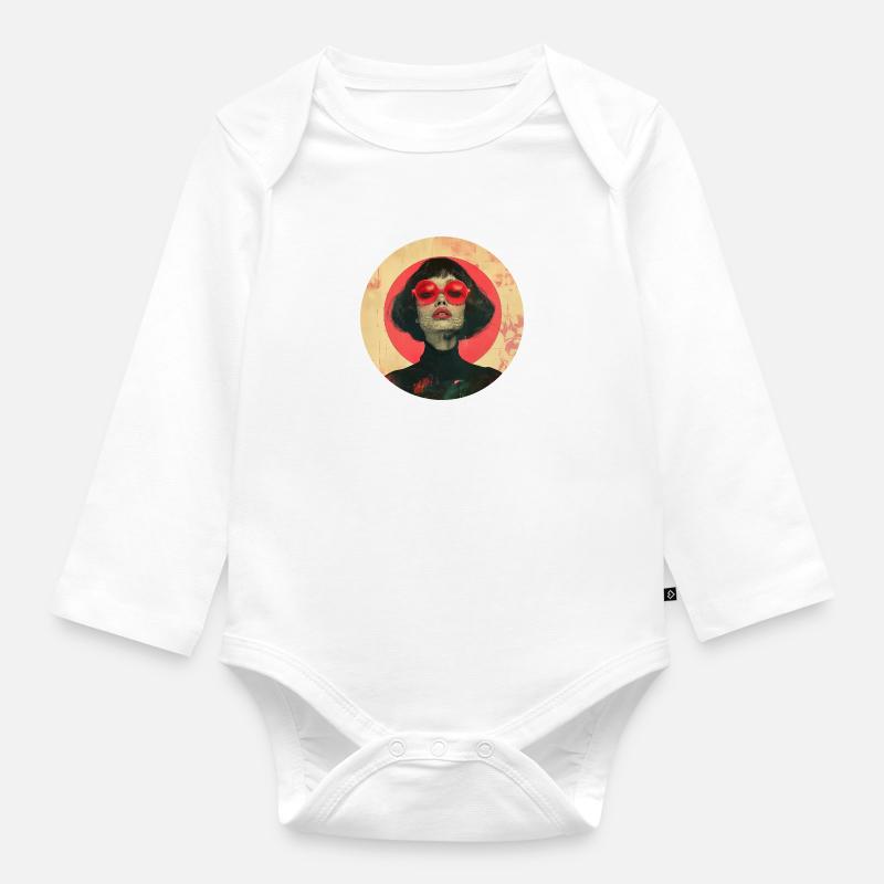 Dame mit Rot - Baby Bio-Langarm-Body - Weiß